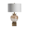 Table Lamp | White Linen Shade | Elegant White Brass Iron Base | 31’’ CCL-CVABS1372