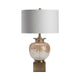 Table Lamp | White Linen Shade | Elegant White Brass Iron Base | 31’’ CCL-CVABS1372