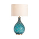 Table Lamp | White Drum Lampshade | Blue Teardrop Glass Base | 29’’ CCL-CVABS1630