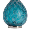 Table Lamp | White Drum Lampshade | Blue Teardrop Glass Base | 29’’ CCL-CVABS1630