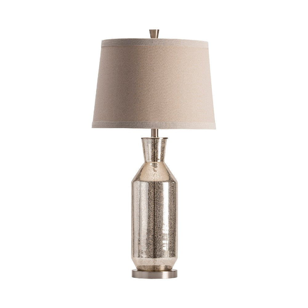 Table Lamp Set of 2 | Oatmeal Fabric Shade | Bronze Glass | 34"