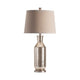 Table Lamp Set of 2 | Oatmeal Fabric Shade | Bronze Glass | 34"