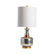 Table Lamp | White Lampshade | Gold and Silver Metal Base | 34"