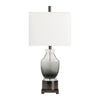 Table Lamp | White Linen Shade | Glass and Nickel Metal Base | 31’’ CCL-CVABS1916