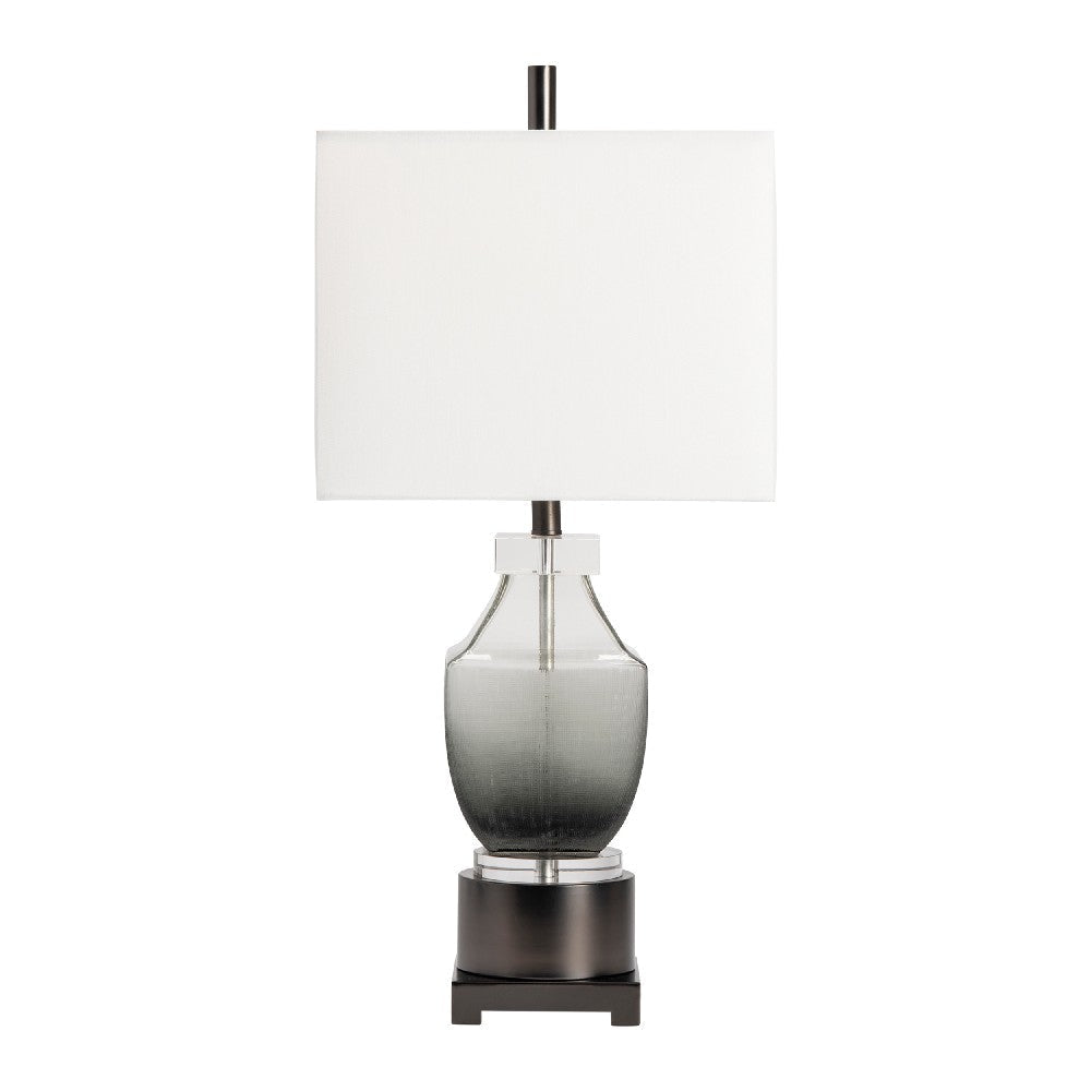 Table Lamp | White Linen Shade | Glass and Nickel Metal Base | 31’’ CCL-CVABS1916