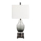 Table Lamp | White Linen Shade | Glass and Nickel Metal Base | 31’’ CCL-CVABS1916