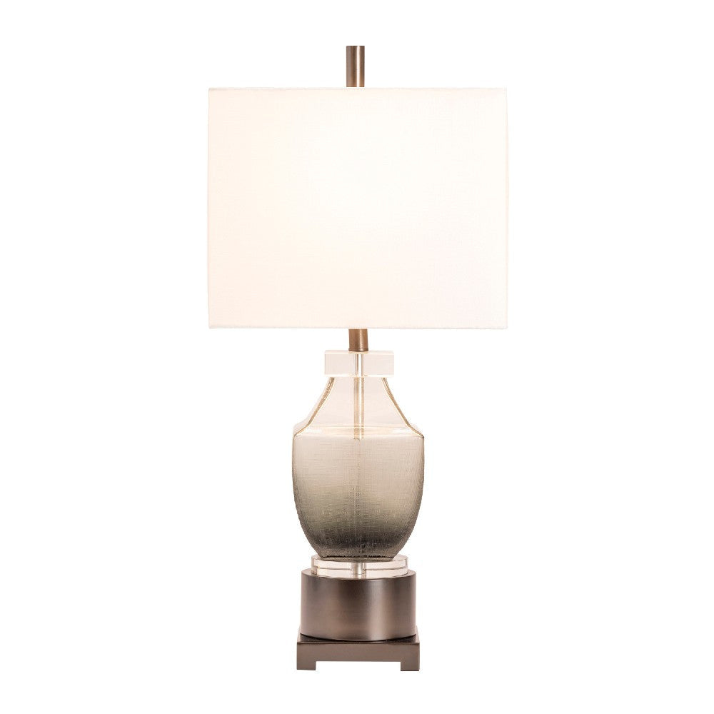 Table Lamp | White Linen Shade | Glass and Nickel Metal Base | 31’’ CCL-CVABS1916