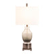 Table Lamp | White Linen Shade | Glass and Nickel Metal Base | 31’’ CCL-CVABS1916