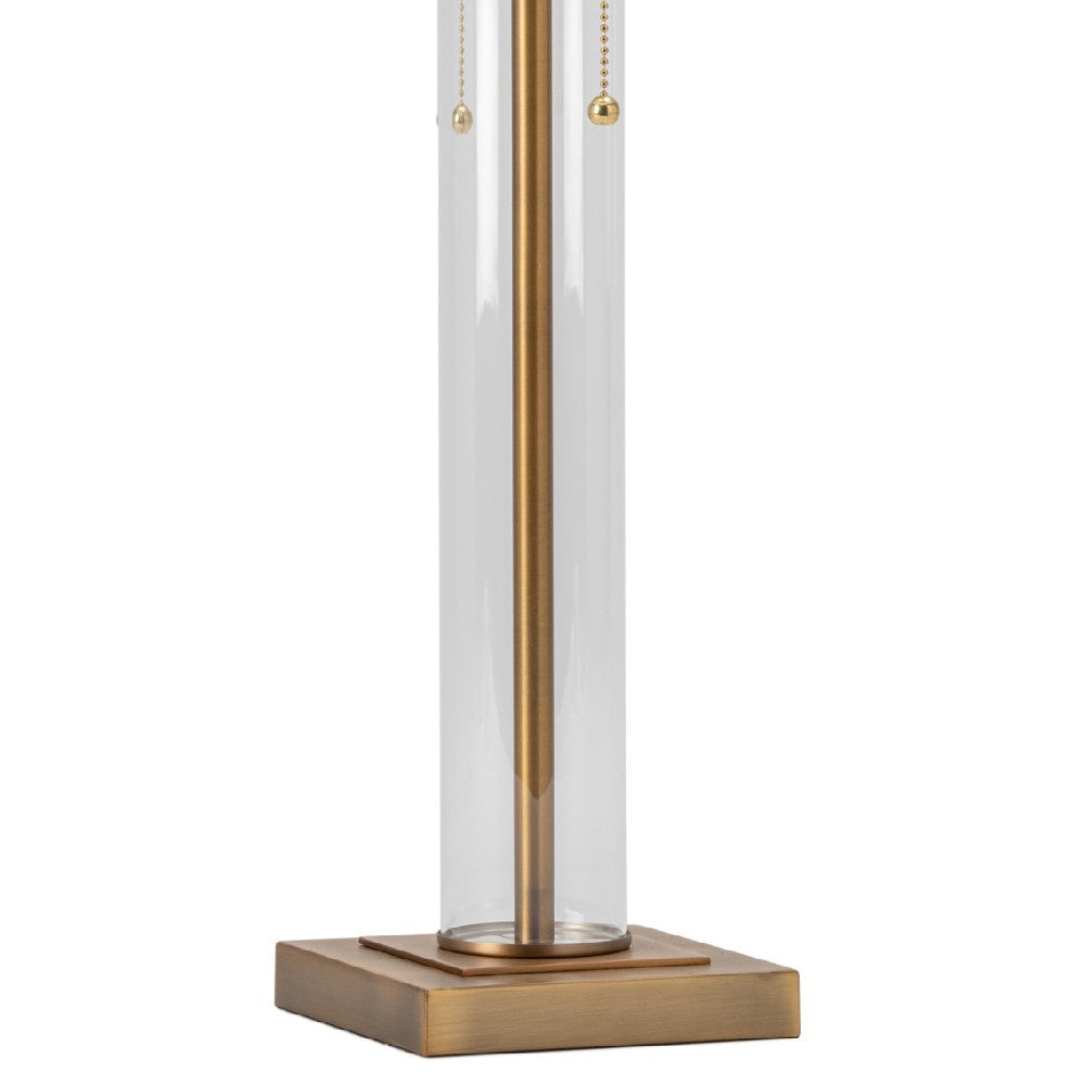 Enly Pull Chain Table Lamp 30’’ White Drum Shade Glass Base CCL-CVABS2004