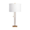 Enly Pull Chain Table Lamp, 30", White Drum Shade, Glass Base