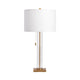 Enly Pull Chain Table Lamp, 30", White Drum Shade, Glass Base