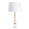 Nilz Table Lamp, 32", White Drum Shade, Crystal Sphere Stack Base