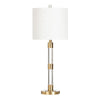 Wina Table Lamp, 33", White Drum Shade, Cylinder Crystal Base