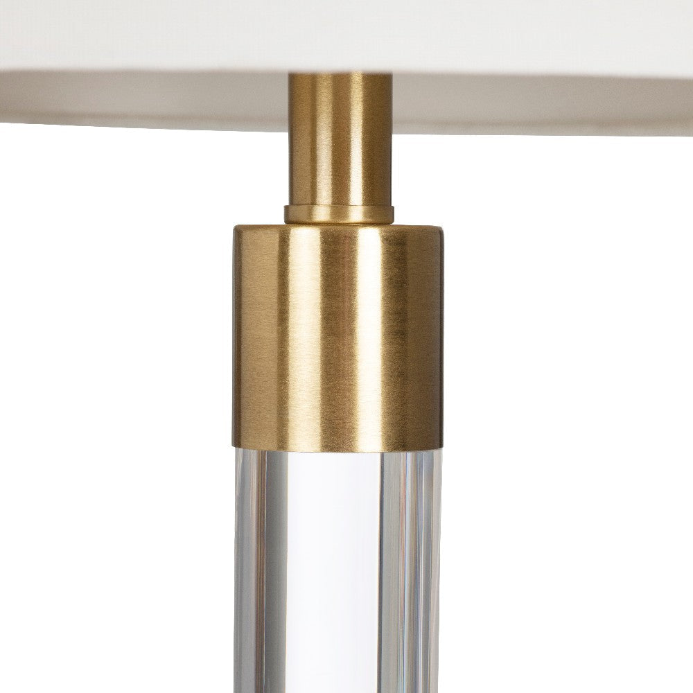 Wina Table Lamp 33’’ White Drum Shade Cylinder Crystal Base CCL-CVABS2162