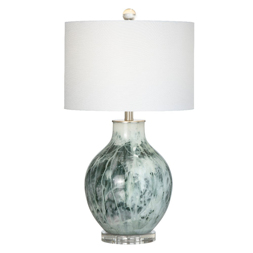 Giwy Accent Table Lamp 27’’ White Drum Shade Crystal Gray Base CCL-CVABS2185