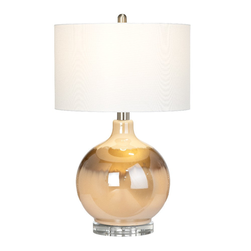 Dano Table Lamp 28’’ White Drum Shade Glass Blush and Gold Base