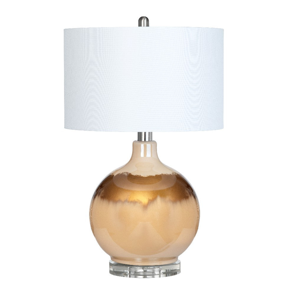 Dano Table Lamp, 28", White Drum Shade, Glass Blush and Gold Base