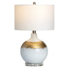 Dano Table Lamp 28’’ White Drum Shade Glass White and Gold Base