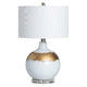 Dano Table Lamp, 28", White Drum Shade, Glass White and Gold Base