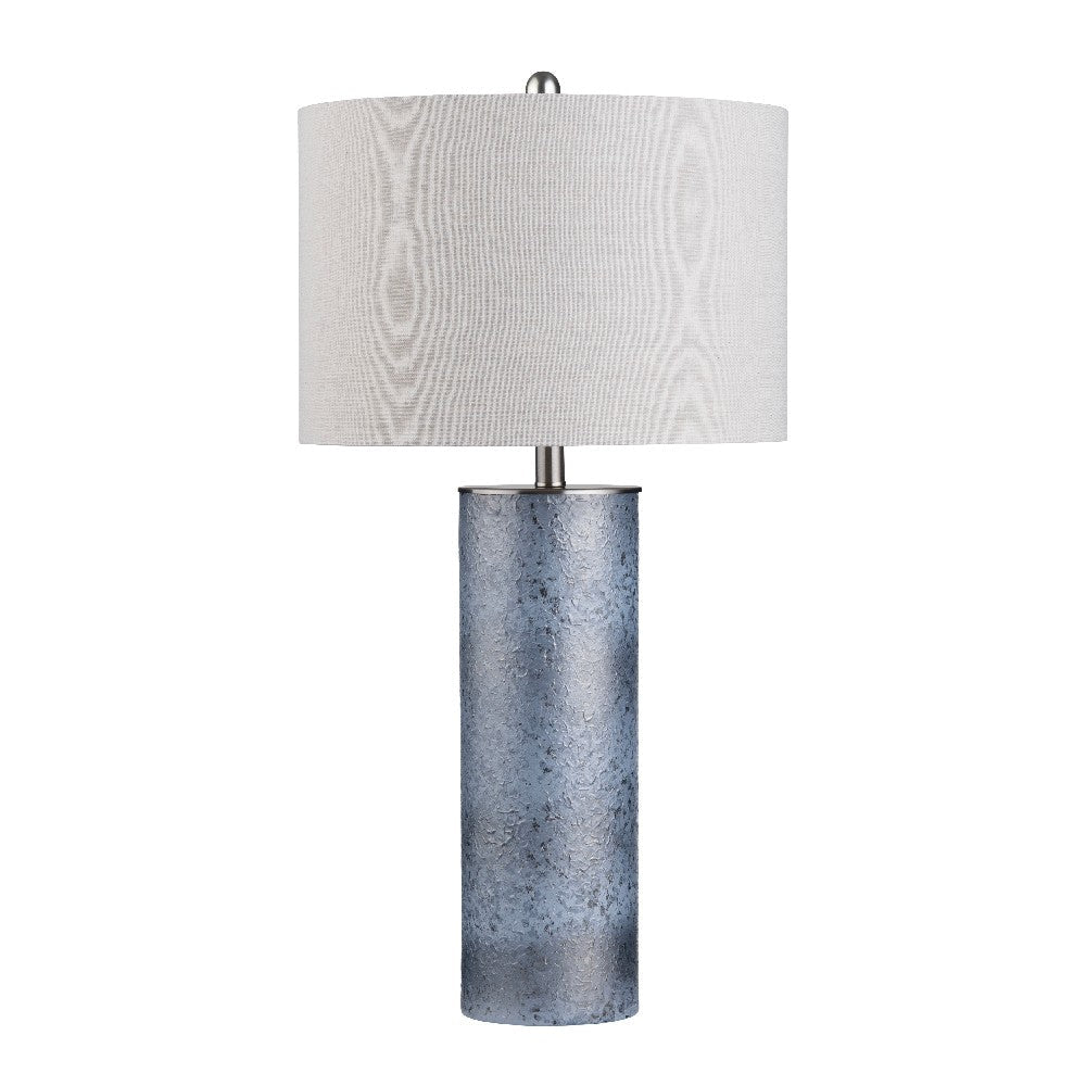 Katy Accent Table Lamp, 31", Oatmeal Linen Shade, Blue Glass Base