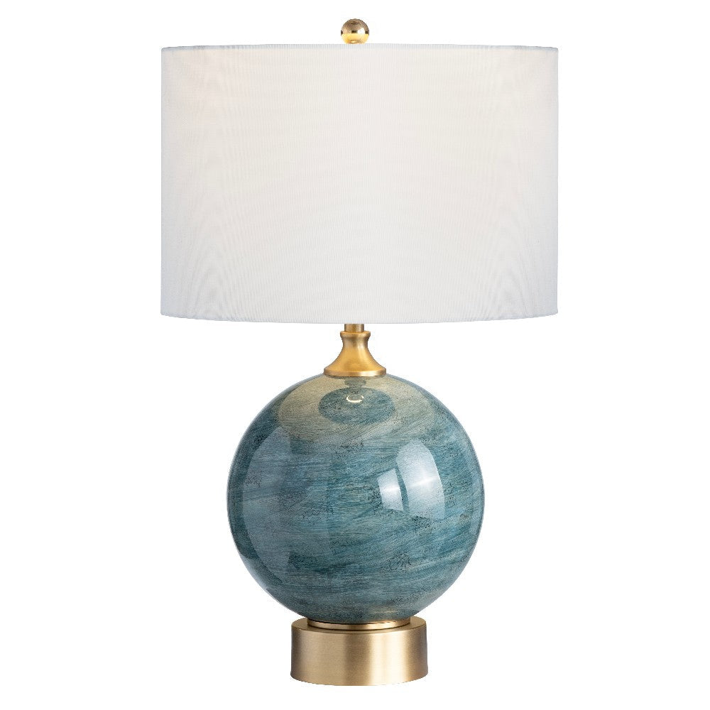 Pery Accent Table Lamp 25’’ White Linen Shade Teal Green Base CCL-CVABS2225