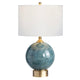 Pery Accent Table Lamp 25’’ White Linen Shade Teal Green Base CCL-CVABS2225