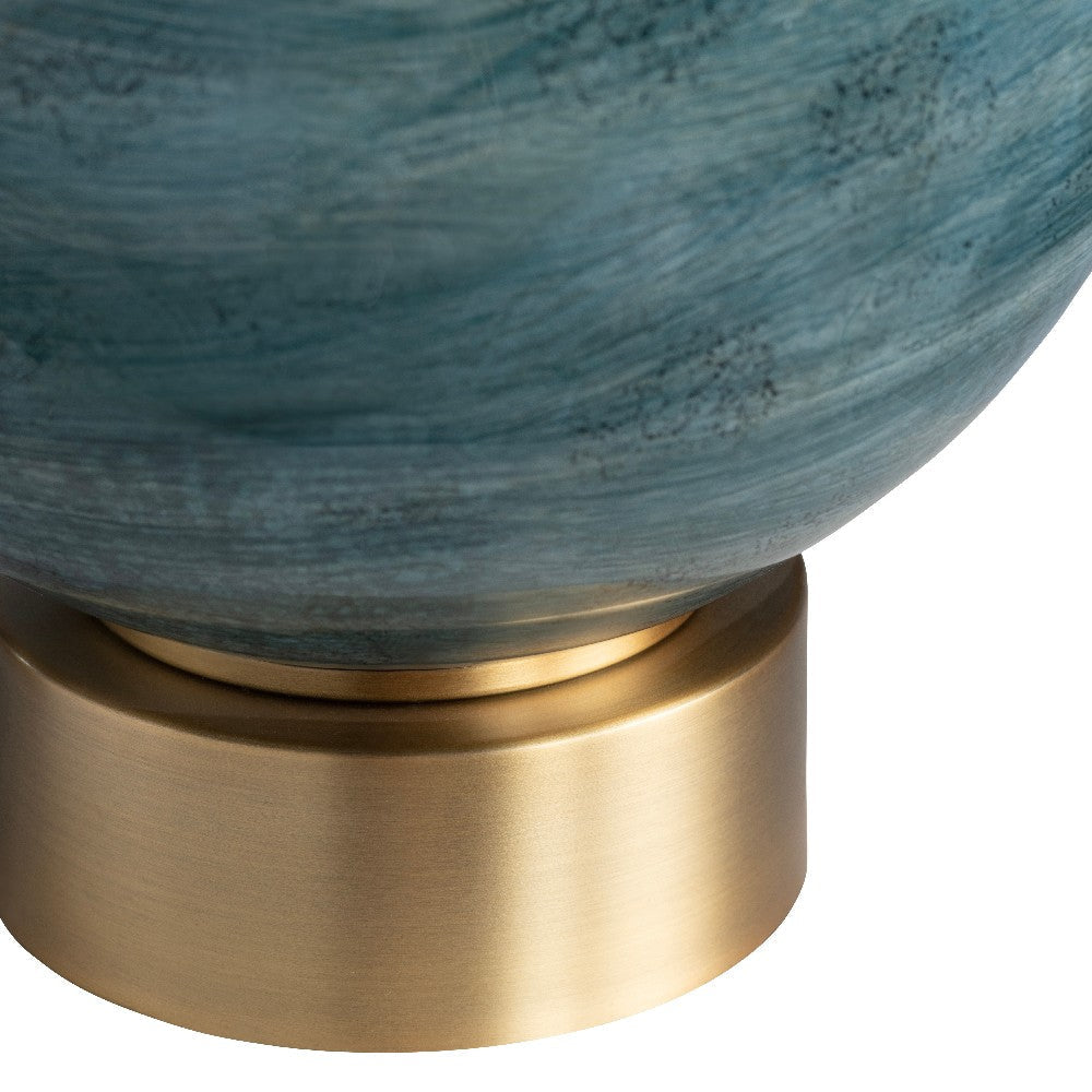 Pery Accent Table Lamp 25’’ White Linen Shade Teal Green Base CCL-CVABS2225