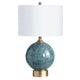 Pery Accent Table Lamp, 25", White Linen Shade, Teal Green Base