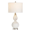 Mony Accent Table Lamp Set of 2 30 Inch White Linen Shade Fluted Gourd Glass CCL-CVABS2285B