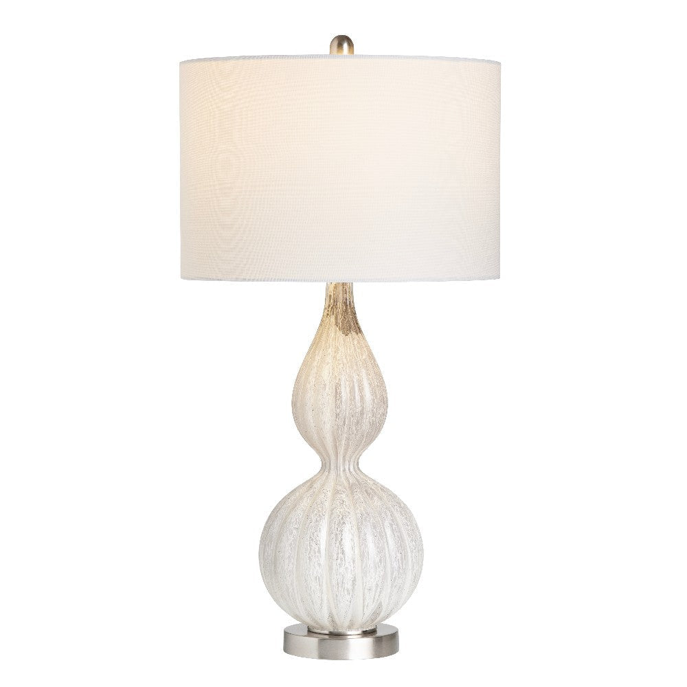 Mony Accent Table Lamp Set of 2 30 Inch White Linen Shade Fluted Gourd Glass CCL-CVABS2285B