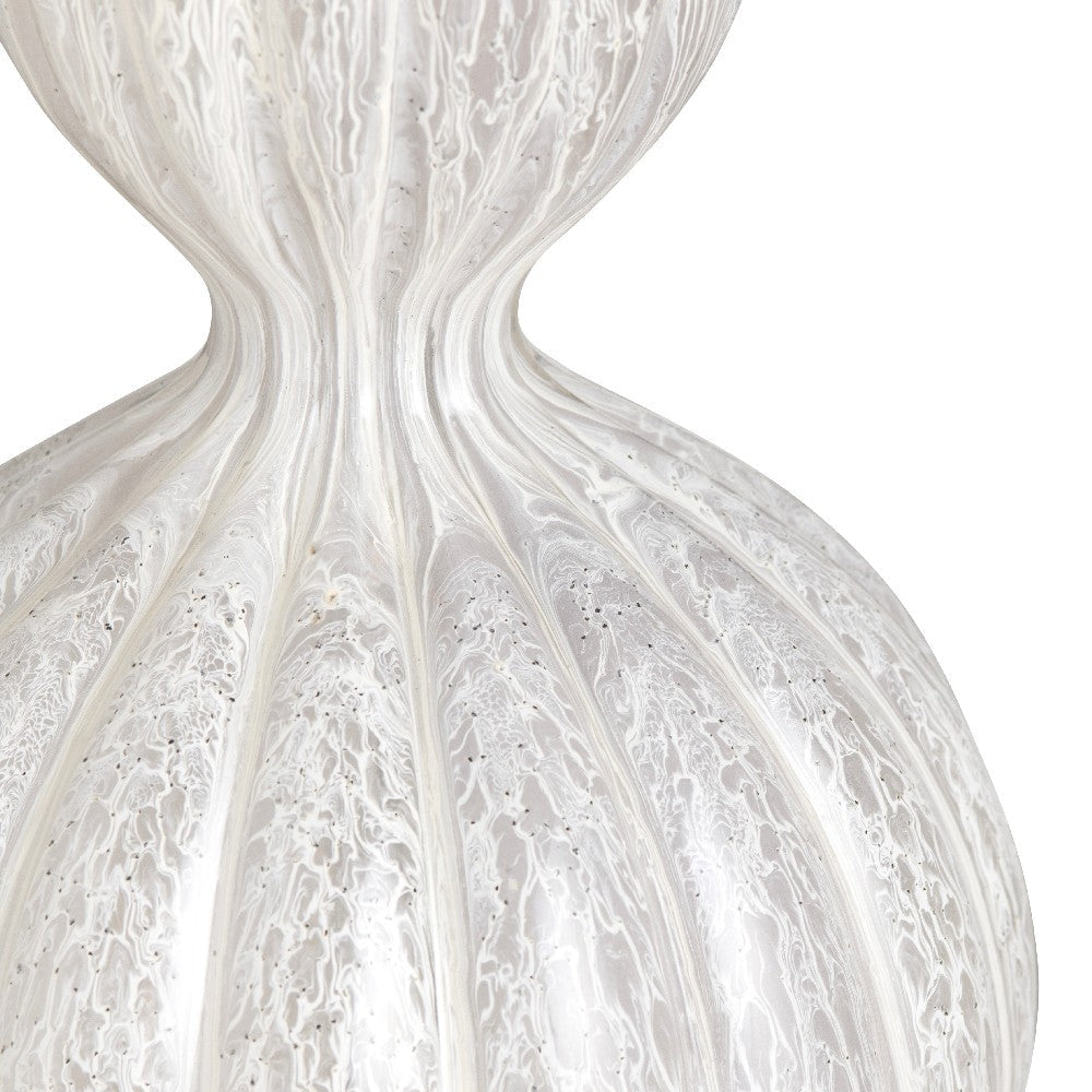 Mony Accent Table Lamp Set of 2 30 Inch White Linen Shade Fluted Gourd Glass CCL-CVABS2285B