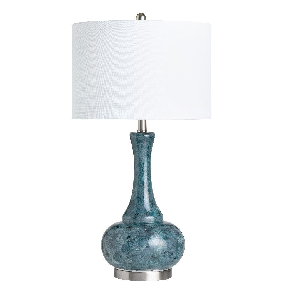 Dex Accent Table Lamp, 29", White Linen Shade, Genie Bottle Base
