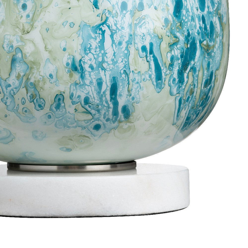 Ceny Table Lamp | 26’’ | White Linen Shade | Blue Glass Painted Base CCL-CVABS2373A