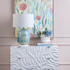 Ceny Table Lamp | 26" | White Linen Shade | Blue Glass Painted Base