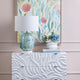 Ceny Table Lamp | 26" | White Linen Shade | Blue Glass Painted Base