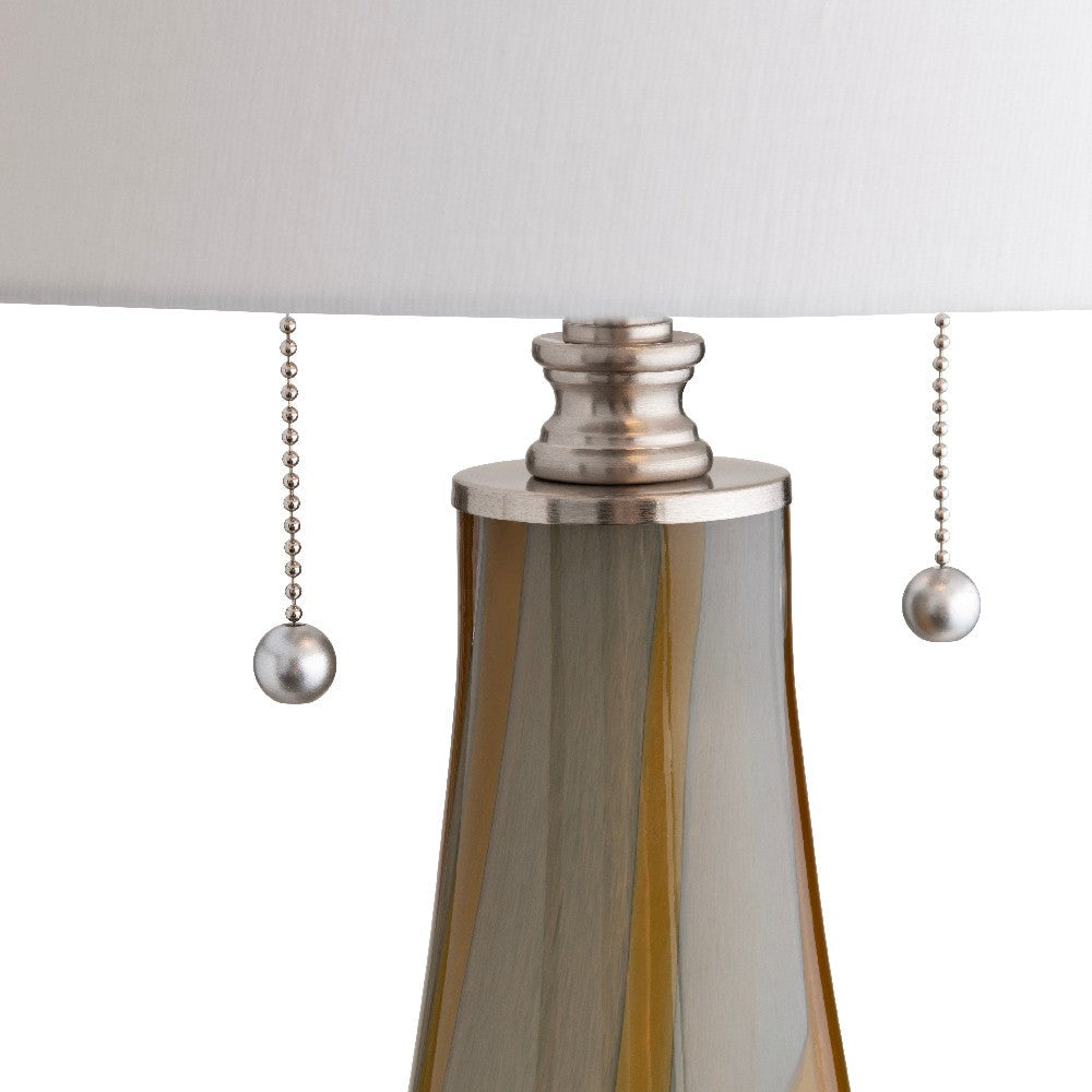 Reny Table Lamp Set of 2 | 34’’ | Twin Pull Chain | White Shade | Glass CCL-CVABS2376