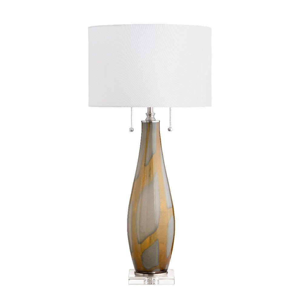 Reny Table Lamp Set of 2 | 34" | Twin Pull Chain | White Shade | Glass