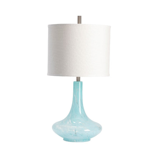 Kix Table Lamp Set of 2 | 32" | Off White Shade | Blue Glass Base
