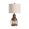 Lany Accent Table Lamp | 27" | Oatmeal Shade | Bronze Lantern Base