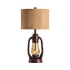 Ham Table Lamp | 28" | Tan Brown Burlap Shade | Lantern Resin Base