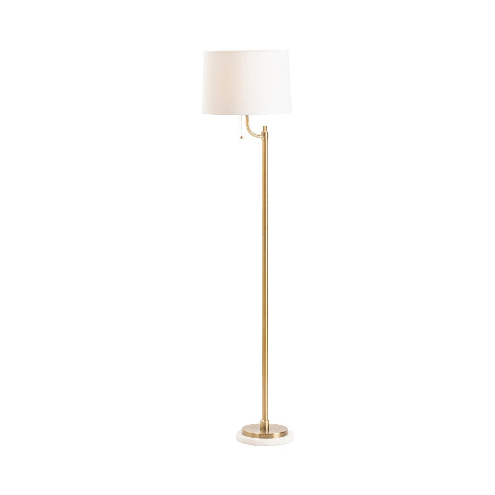 Naz Floor Lamp | 66’’ | White Drum Shade | Pull Chain Gold Frame CCL-CVAER1124