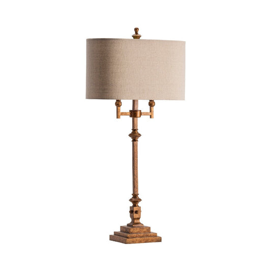 Heny Table Lamp Set of 2 | 37" | Oatmeal Linen Shade | Antique Gold