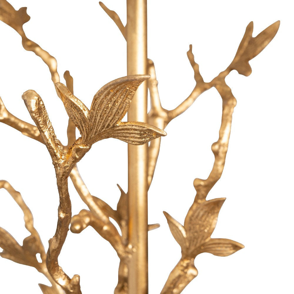 Table Lamp | White Silk Shade | 38’’ Gold Metal Branch White Marble CCL-CVAER1623