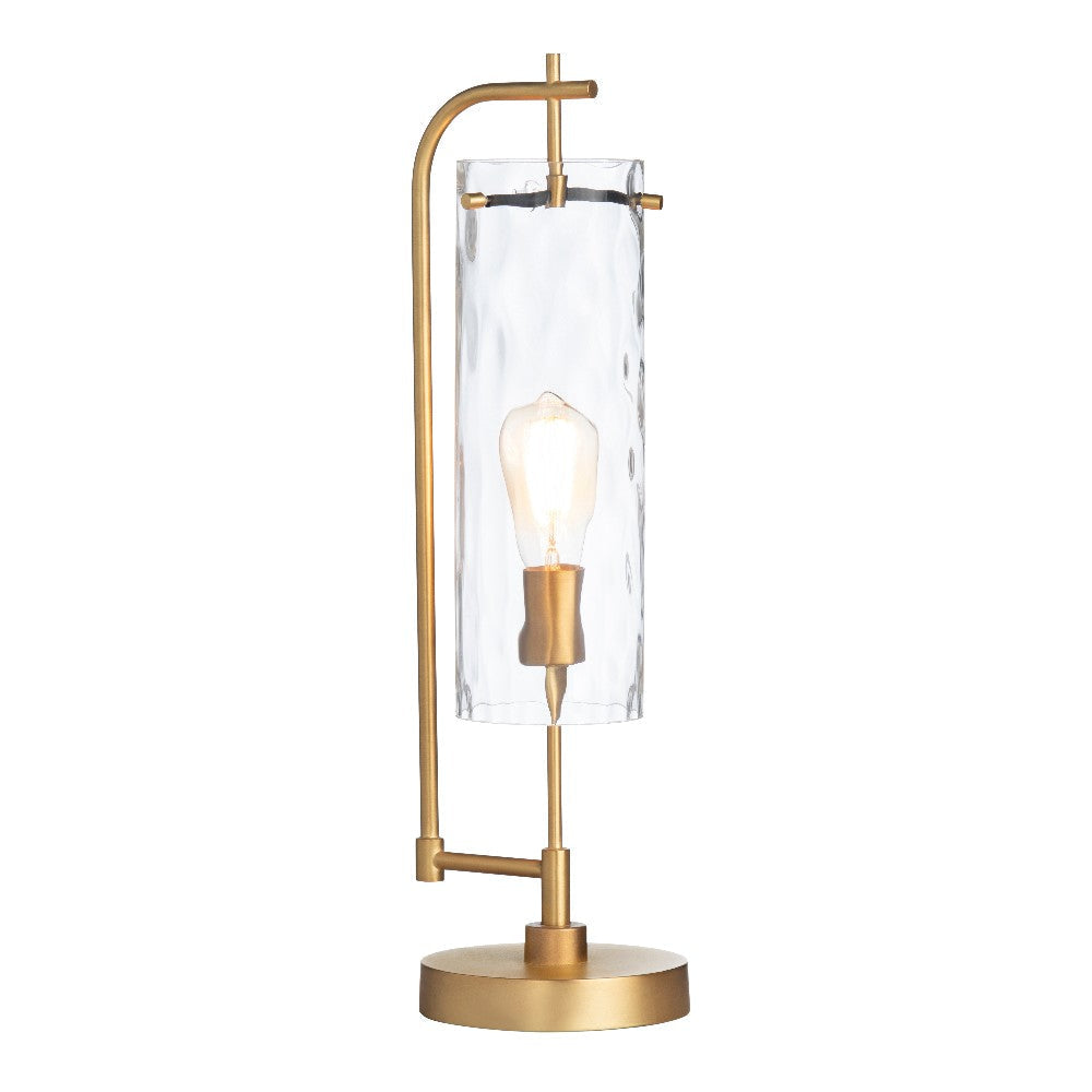 Modern Table Lamp w Rippled Glass Shade | 24’’ Gold Metal Frame CCL-CVAER1848