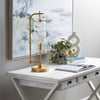 Modern Table Lamp w Rippled Glass Shade | 24" Gold Metal Frame