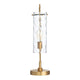 Modern Table Lamp w Rippled Glass Shade | 24" Gold Metal Frame