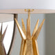 Table Lamp | Tan Linen Shade | 36" Greek Style Angled Gold Base