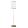 Floor Lamp | White Linen Hardback Shade | 61" Minimalist Gold Metal
