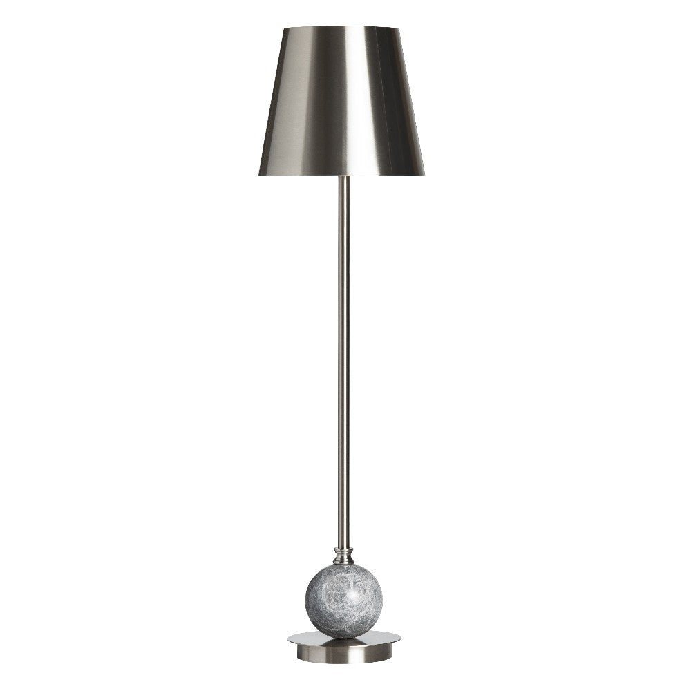 Buffet Table Lamp Set of 2 | Gray Marble Base | Nickel Shade 39"