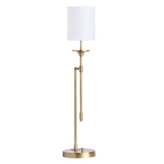 Pera Table Lamp Set of 2 | Brushed Brass Base | White Linen | 34"